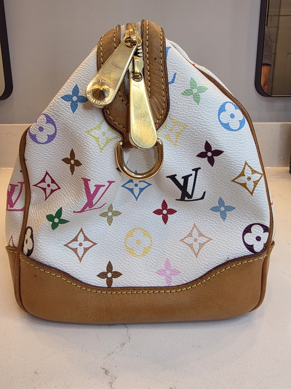 Louis Vuitton Multicolor White Canvas Studded Satchel - Picture 4 of 15